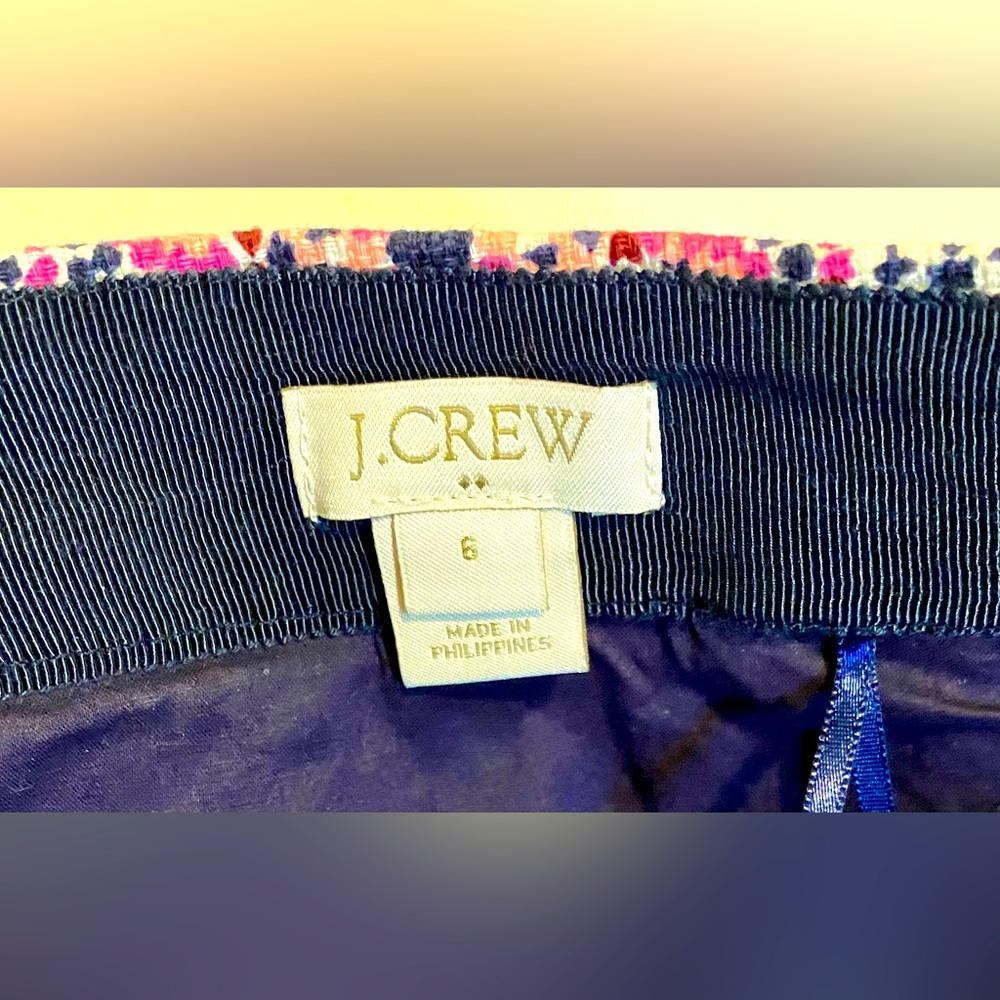 J. Crew Skirt Multicolor Pink Geometric Lined Pockets A-Line Mini Size 6 - Picture 7 of 8